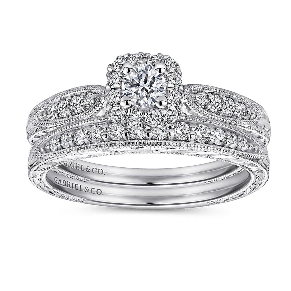 Gabriel & Co Engagement Ring and Wedding Band – Poags Jewellers